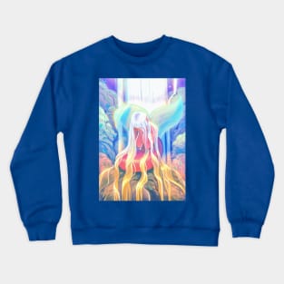 Fairy mermaid crying in a waterfall Crewneck Sweatshirt